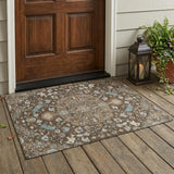 3' X 5' Chocolate And Brown Floral Medallion Washable Indoor Outdoor Area Rug