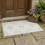3' X 5' Beige And Ivory Geometric Washable Indoor Outdoor Area Rug