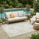 5' X 8' Beige And Ivory Geometric Washable Indoor Outdoor Area Rug