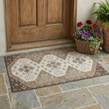 3' X 5' Brown And Chocolate Geometric Washable Indoor Outdoor Area Rug