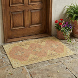 3' X 5' Gold And Wheat Geometric Washable Indoor Outdoor Area Rug