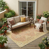 5' X 8' Gold And Wheat Geometric Washable Indoor Outdoor Area Rug