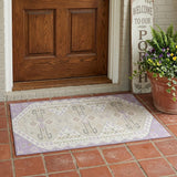 3' X 5' Lavender And Gold Geometric Washable Indoor Outdoor Area Rug