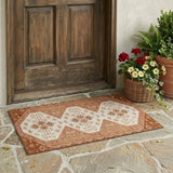 3' X 5' Orange And Copper Geometric Washable Indoor Outdoor Area Rug