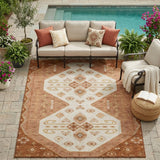 5' X 8' Orange And Copper Geometric Washable Indoor Outdoor Area Rug