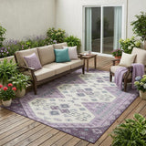 5' X 8' Purple And Lilac Geometric Washable Indoor Outdoor Area Rug