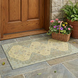 3' X 5' Sage And Wheat Geometric Washable Indoor Outdoor Area Rug