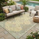 5' X 8' Sage And Wheat Geometric Washable Indoor Outdoor Area Rug