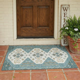 3' X 5' Teal Blue And Gold Geometric Washable Indoor Outdoor Area Rug