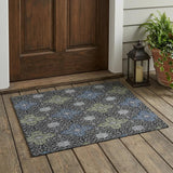 3' X 5' Black And Olive Green Damask Washable Indoor Outdoor Area Rug