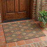 3' X 5' Chocolate And Orange Damask Washable Indoor Outdoor Area Rug