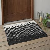 3' X 5' Black And Granite Gray Abstract Washable Indoor Outdoor Area Rug