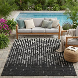 5' X 8' Black And Granite Gray Abstract Washable Indoor Outdoor Area Rug