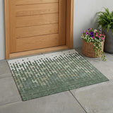 3' X 5' Green And Ivory Abstract Washable Indoor Outdoor Area Rug