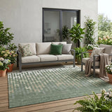 5' X 8' Green And Ivory Abstract Washable Indoor Outdoor Area Rug