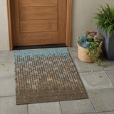 3' X 5' Chocolate And Brown Abstract Washable Indoor Outdoor Area Rug
