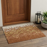 3' X 5' Orange And Copper Abstract Washable Indoor Outdoor Area Rug