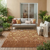 5' X 8' Orange And Copper Abstract Washable Indoor Outdoor Area Rug