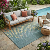 5' X 8' Teal Blue And Copper Abstract Washable Indoor Outdoor Area Rug