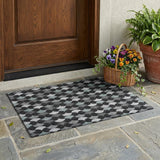 3' X 5' Black And Gray Geometric Washable Indoor Outdoor Area Rug