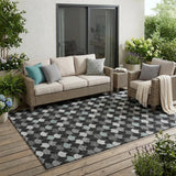 5' X 8' Black And Gray Geometric Washable Indoor Outdoor Area Rug