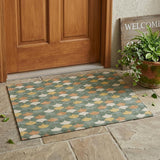 3' X 5' Green And Copper Geometric Washable Indoor Outdoor Area Rug