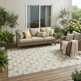 5' X 8' Ivory And Wheat Geometric Washable Indoor Outdoor Area Rug
