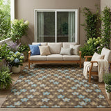 5' X 8' Chocolate And Brown Floral Washable Indoor Outdoor Area Rug