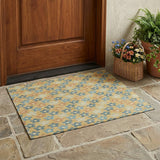 3' X 5' Gold And Copper Floral Washable Indoor Outdoor Area Rug