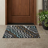 3' X 5' Black And Chocolate Abstract Washable Indoor Outdoor Area Rug