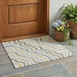 3' X 5' Ivory And Beige Abstract Washable Indoor Outdoor Area Rug