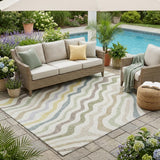 5' X 8' Ivory And Beige Abstract Washable Indoor Outdoor Area Rug