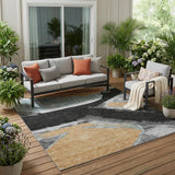 5' X 8' Black And Gray Abstract Washable Indoor Outdoor Area Rug