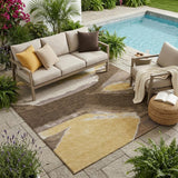 5' X 8' Chocolate And Brown Abstract Washable Indoor Outdoor Area Rug