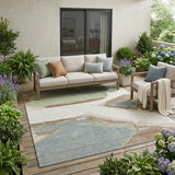 5' X 8' Ivory And Beige Abstract Washable Indoor Outdoor Area Rug
