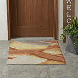 3' X 5' Orange And Copper Abstract Washable Indoor Outdoor Area Rug