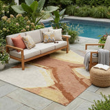 5' X 8' Orange And Copper Abstract Washable Indoor Outdoor Area Rug