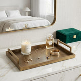 15" Gold Aluminum Hand Finished Vanity Tray With Handles