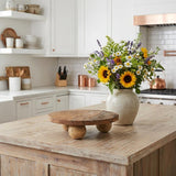12" Brown Reclaimed Wood Hand Finished Round Riser Tray