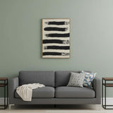 Rollins Small Cream w And Black Stripes Wool Framed Art Brown Framed Wall Art