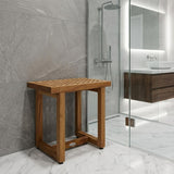 17" X 17" Brown Teak Rectangular Shower Bench