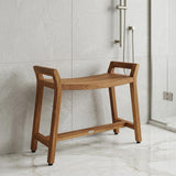 12" X 32" Brown Teak Rectangular Shower Bench