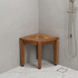 13" X 12" Brown Teak Corner Shower Bench