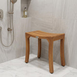18" X 18" Brown Teak Rectangular Shower Bench