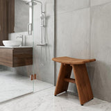 18" X 18" Brown Teak Rectangular Shower Bench
