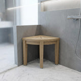 13" X 12" Brown Teak Corner Shower Bench