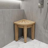 13" X 9" Brown Teak Corner Shower Bench