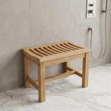 17" X 24" Brown Teak Rectangular Shower Bench