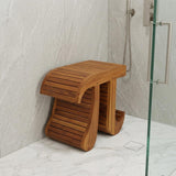 18" X 15" Brown Teak Rectangular Shower Bench