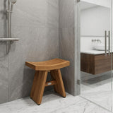 18" X 18" Brown Teak Rectangular Shower Bench